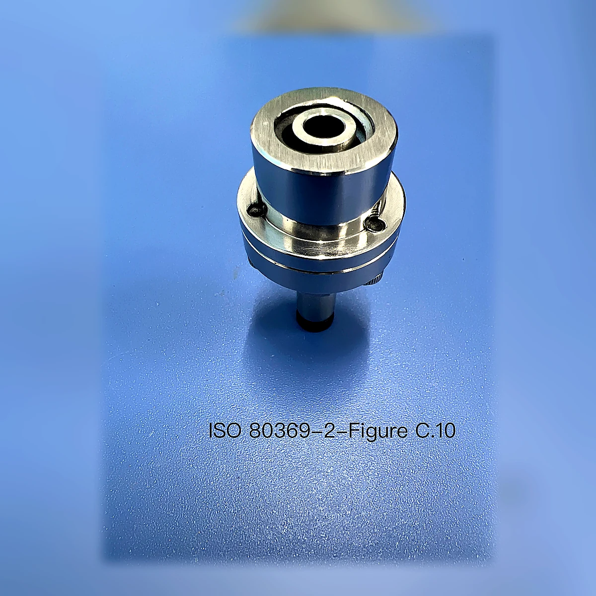 ISO 80369-2 Figure C.10 R2 Cone Reference Lock Connector Assembly photographed product view from an additional angle