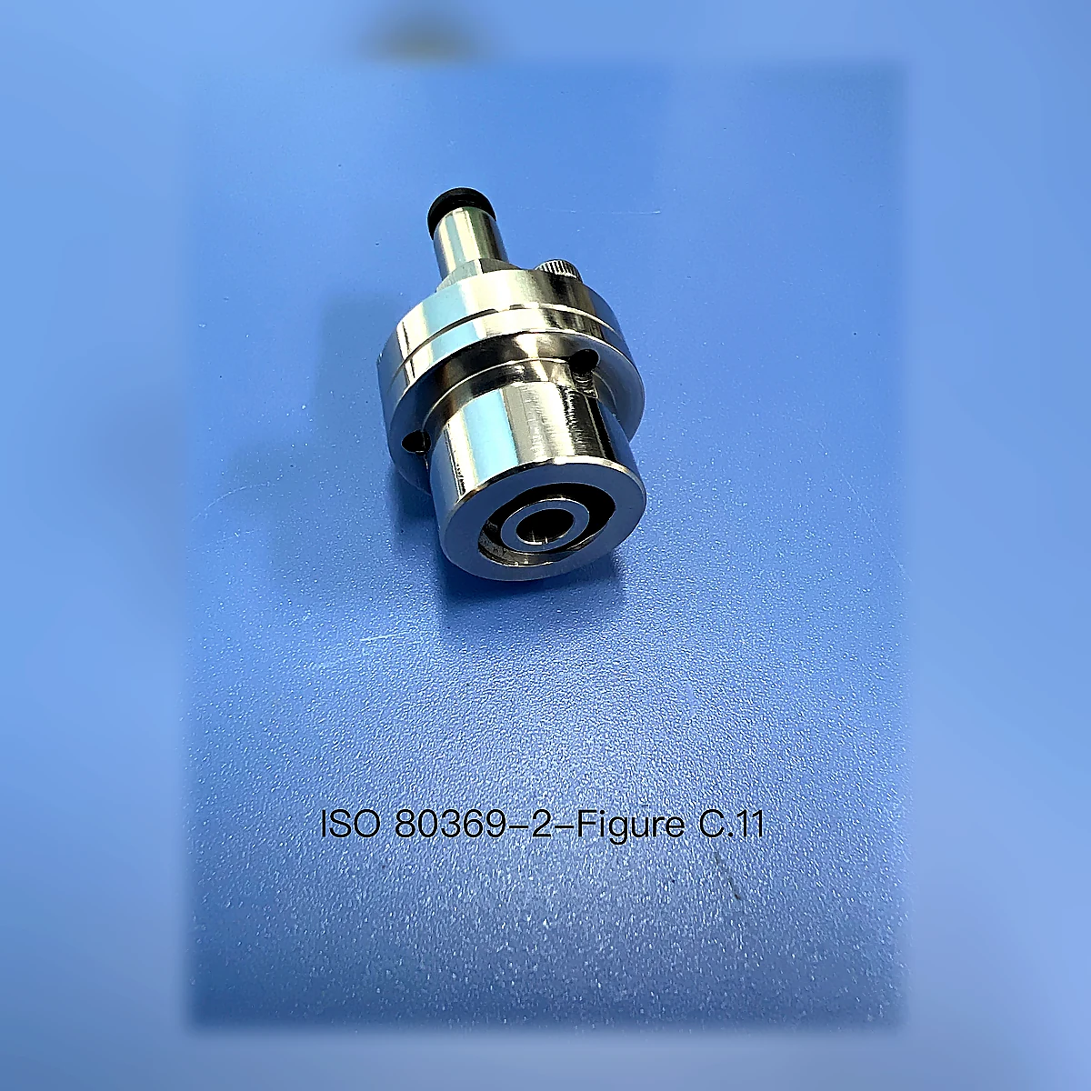 ISO 80369-2 Figure C.11 R2 Axial-Load Cone Reference Connector Assembly photographed product view from an additional angle