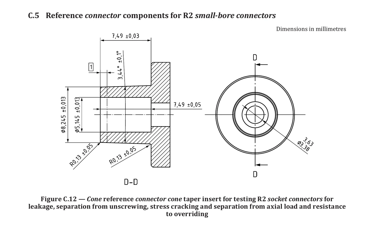 ISO 80369-2 Figure C.12 R2 Cone Taper Insert visual