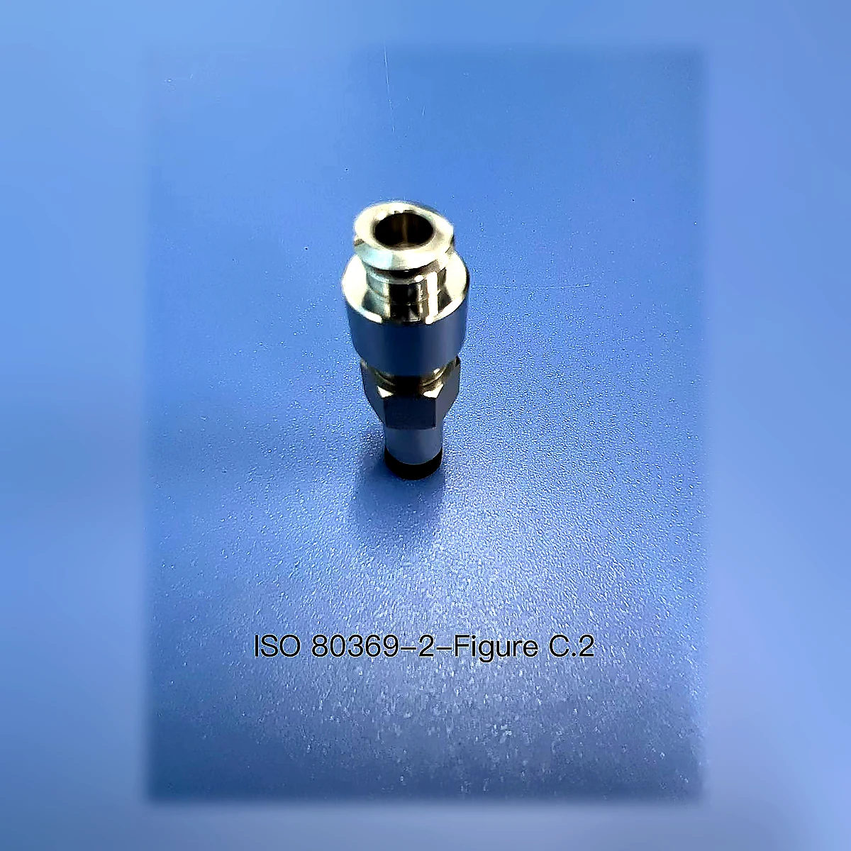 ISO 80369-2 Figure C.2 R1 Axial-Load Socket Reference Connector photographed product view from an additional angle