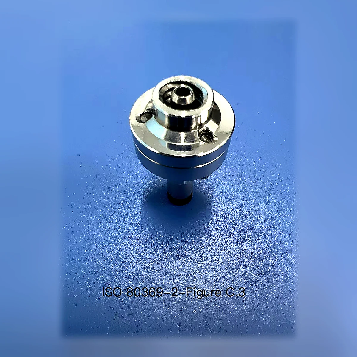 ISO 80369-2 Figure C.3 R1 Cone Reference Connector Assembly photographed product view from an additional angle