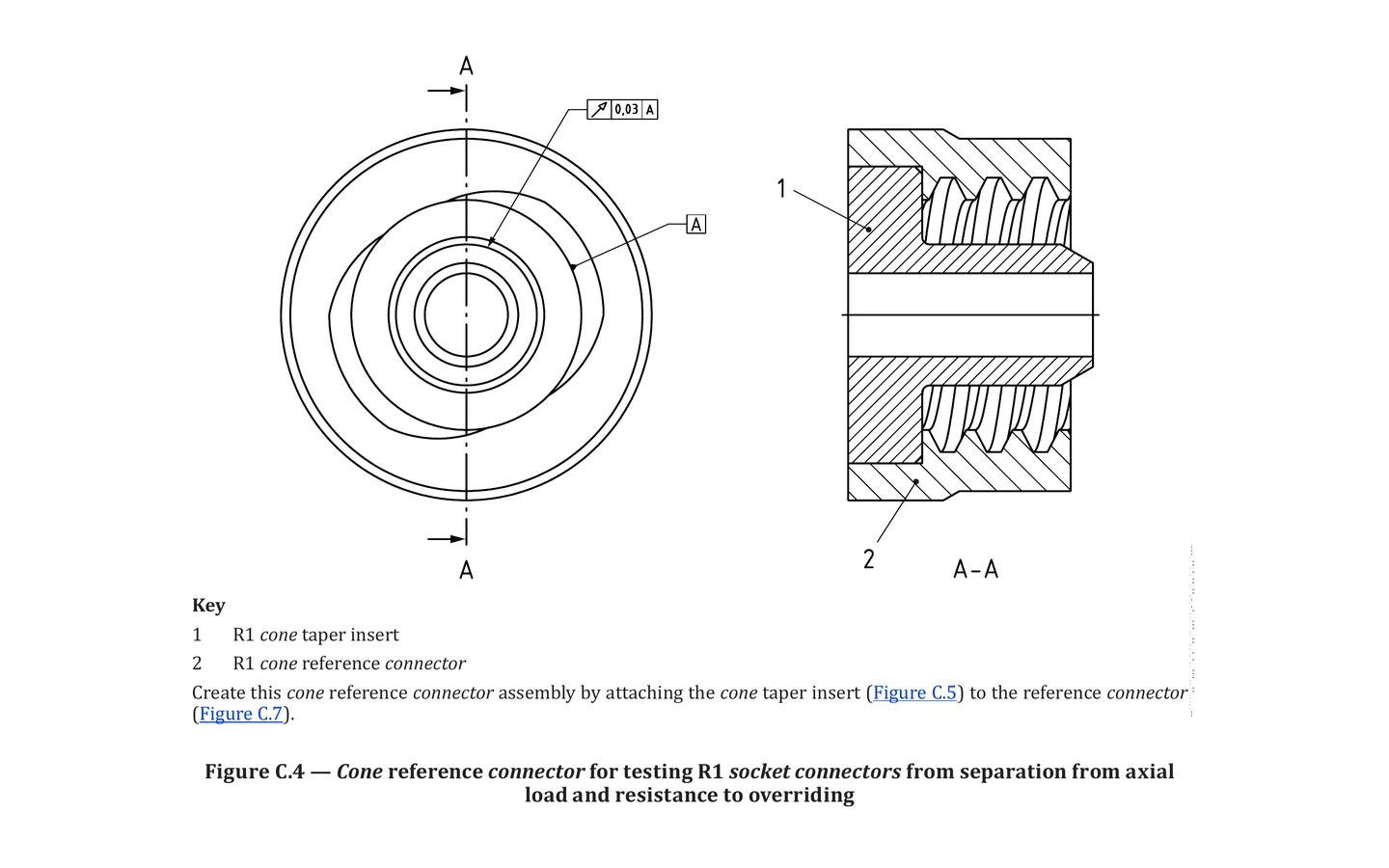 ISO 80369-2 Figure C.4 R1 Axial-Load Cone Reference Connector Assembly standard figure drawing for Figure C.4