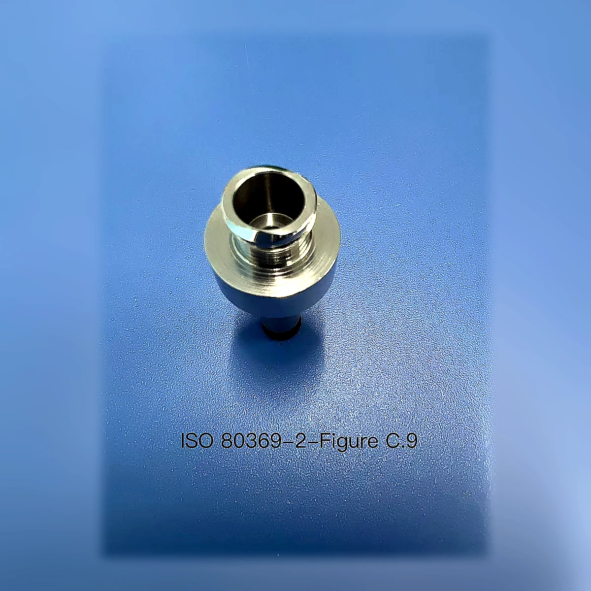 ISO 80369-2 Figure C.9 R2 Axial-Load Socket Reference Connector photographed product view from an additional angle