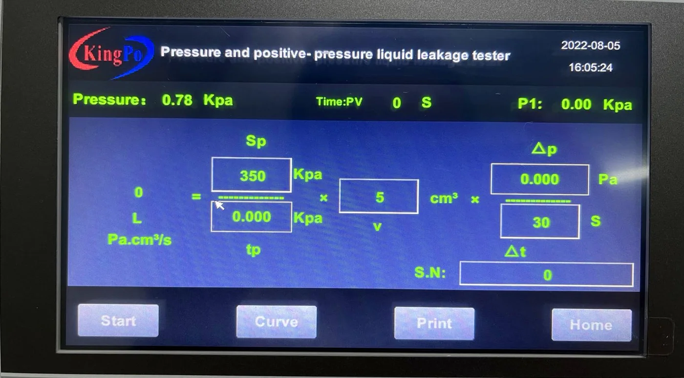 Pressure and positive-pressure liquid leakage tester touch-screen pressure workflow