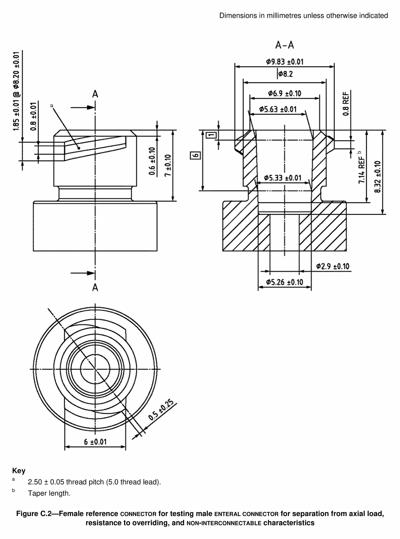 ISO 80369-3 Figure C.2 Female Axial-Load Enteral Reference Connector visual