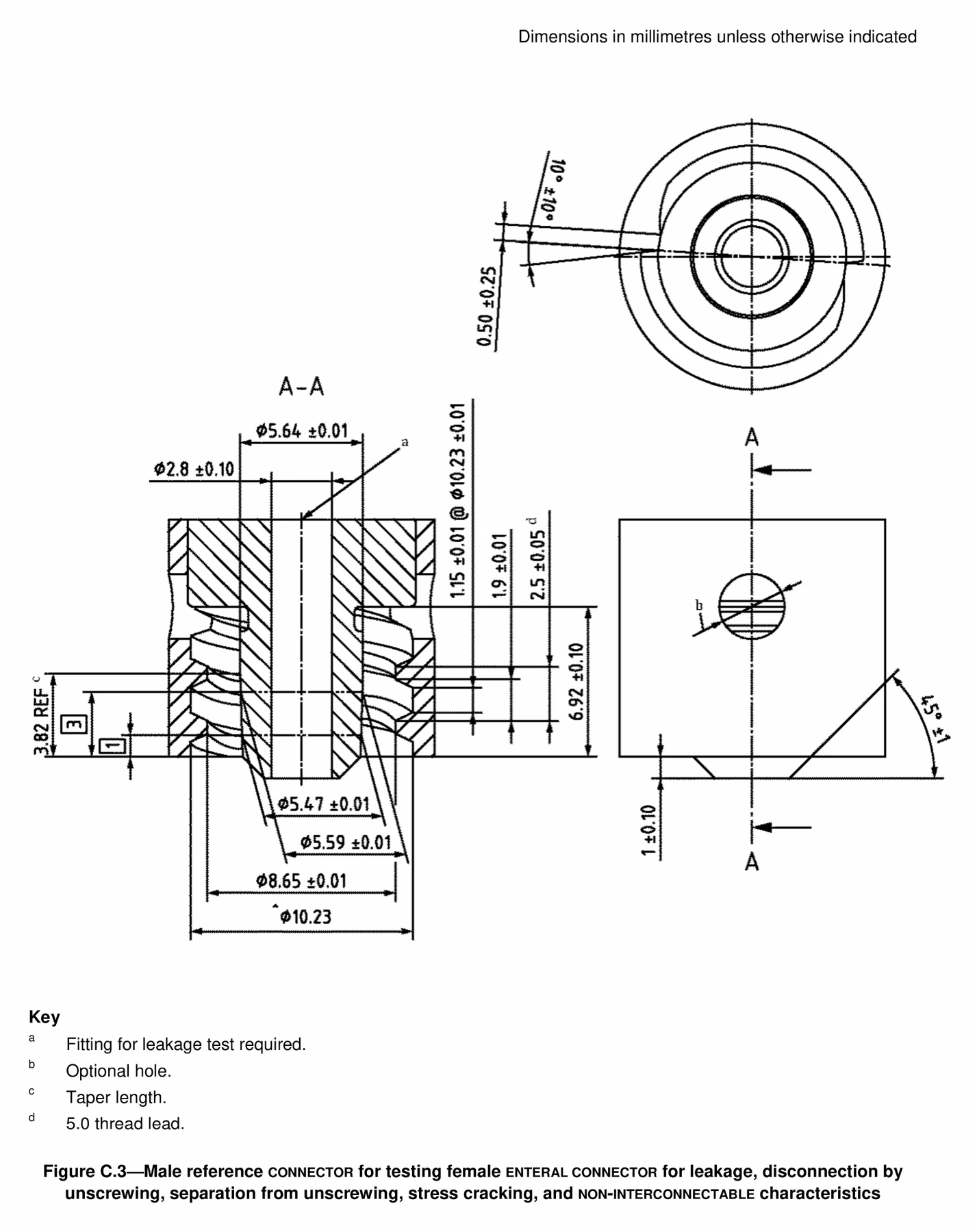 ISO 80369-3 Figure C.3 Male Enteral Reference Connector visual