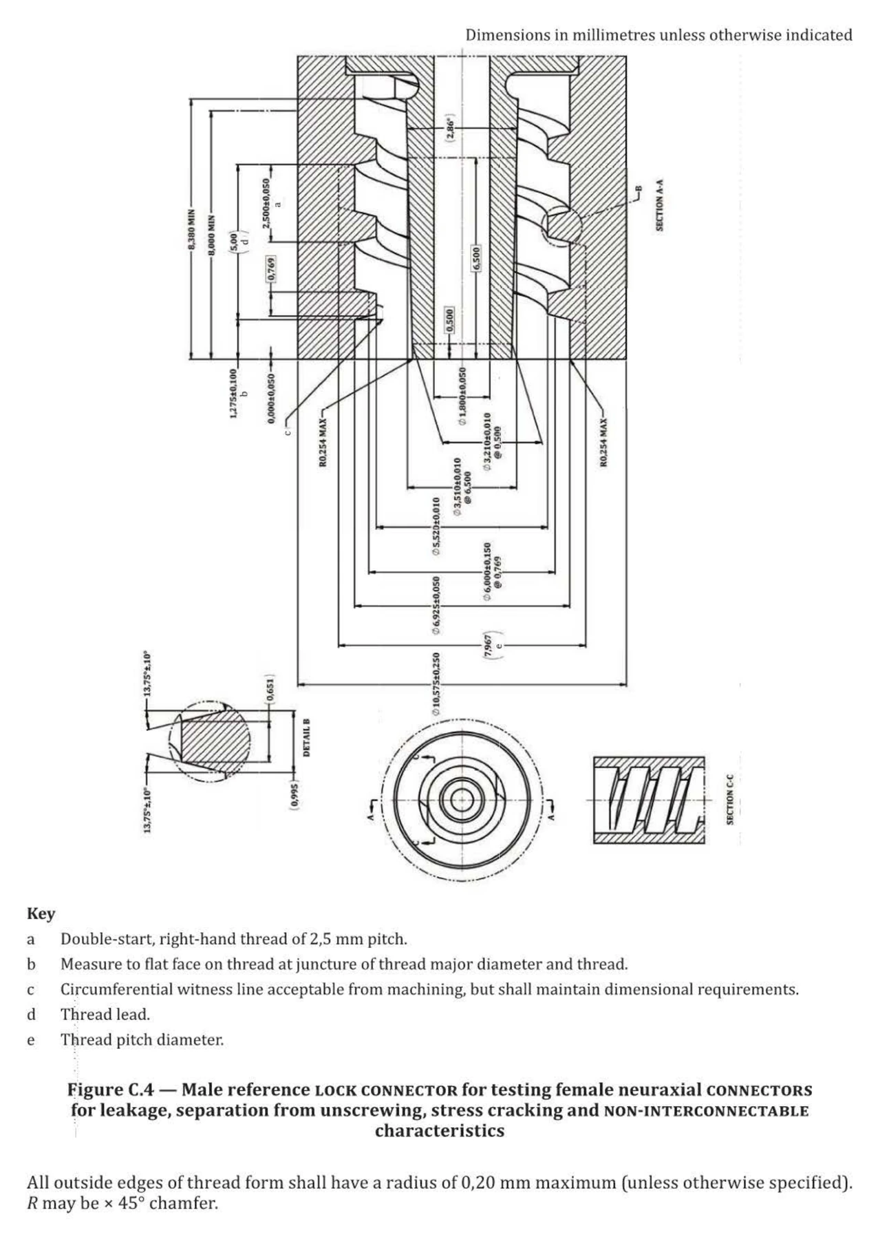 ISO 80369-6 Figure C.4 Male Neuraxial Reference Lock Connector visual